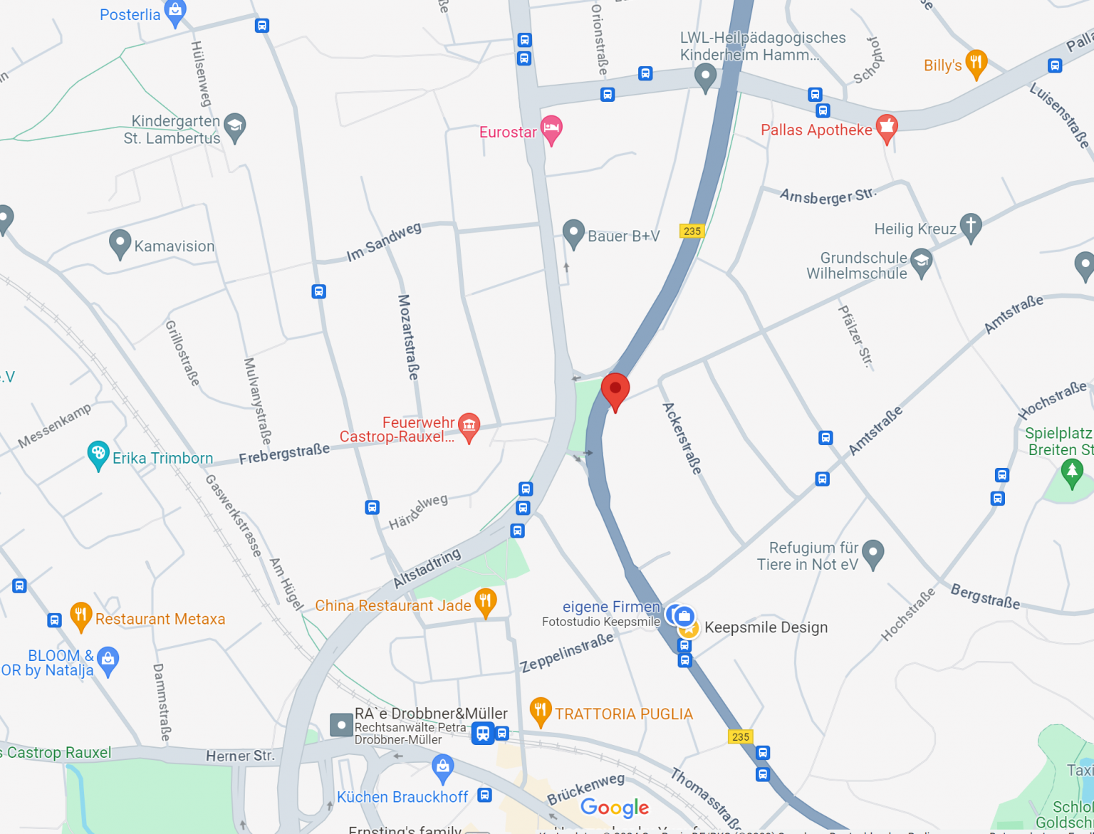 Straßenkarte mit dem Standort von der SB Security GmbH